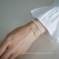 Shangjie OEM Tobillera Elegante Amistad Pulsera Vintage Flower 925 Sterling Plate Golden Dainty Pearl Pearl Perrel